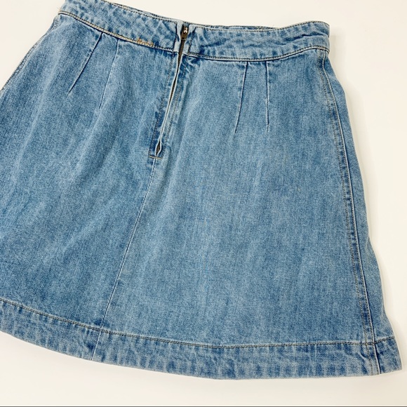 Free People Lace Up Mini Denim Jean Skirt Size 8 - Picture 9 of 11